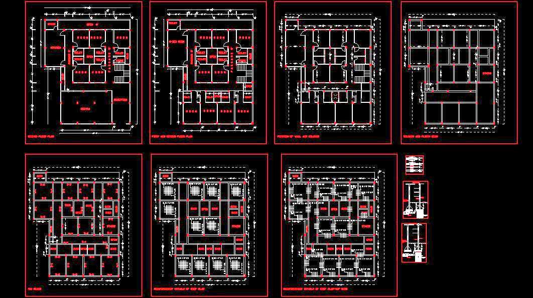 Guest House Structural CAD Design- G+2 Layout & Details